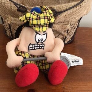 Vintage 1998 Original Silly Slammers Yellow Golfer Plush Beanie Stuffed Toy Work